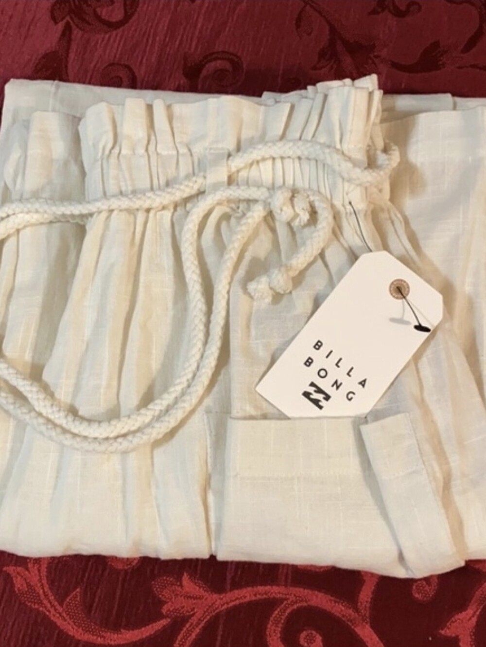 Billabong | Cream Drawstring Linen Pants - Picture 8 of 8
